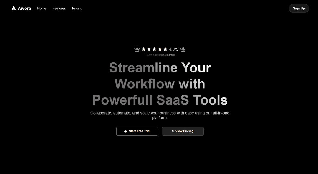 Aivora — Modern SaaS Landing Page for Workflow Platforms